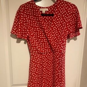 Red & White floral wrap sundress